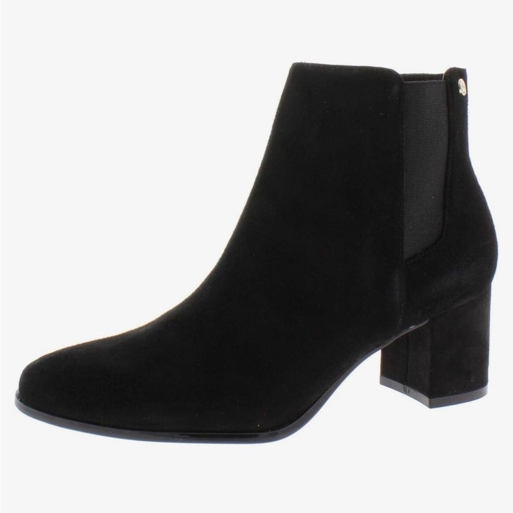 Calvin Klein Women's Fisa Ankle Bootie, Black Kidsuede, 9 M